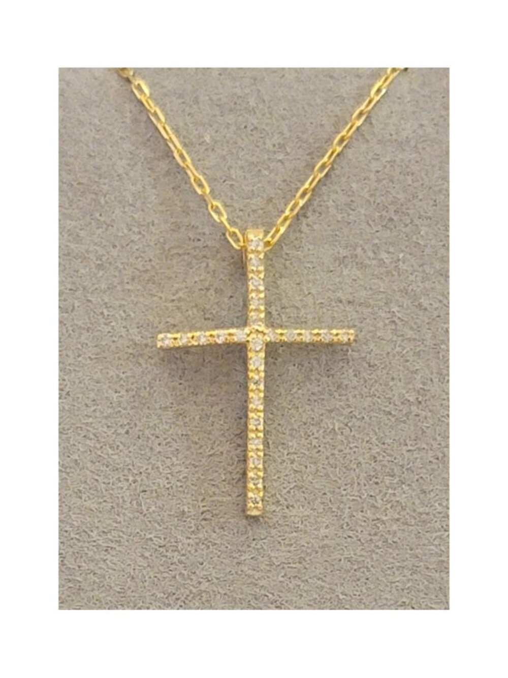 Natural Diamond Pave Cross Necklace 18K Gold Vermeil NWT